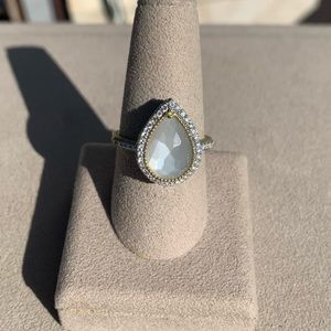 Jude Frances 18k pear shaped moonstone w/diamond